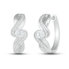 Thumbnail Image 1 of White Lab-Created Sapphire Hoop Earrings Sterling Silver
