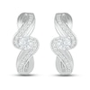 White Lab-Created Sapphire Hoop Earrings Sterling Silver