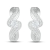 Thumbnail Image 2 of White Lab-Created Sapphire Hoop Earrings Sterling Silver