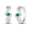 Thumbnail Image 0 of Lab-Created Emerald & White Lab-Created Sapphire Hoop Earrings Sterling Silver
