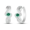 Thumbnail Image 1 of Lab-Created Emerald & White Lab-Created Sapphire Hoop Earrings Sterling Silver