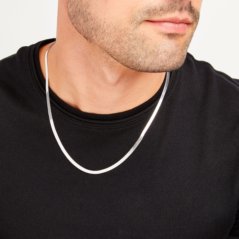 Main Image 2 of Herringbone Chain Necklace Solid Sterling Silver 20&quot;
