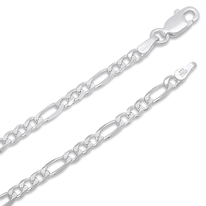 Solid Figaro Chain Necklace Sterling Silver 20"