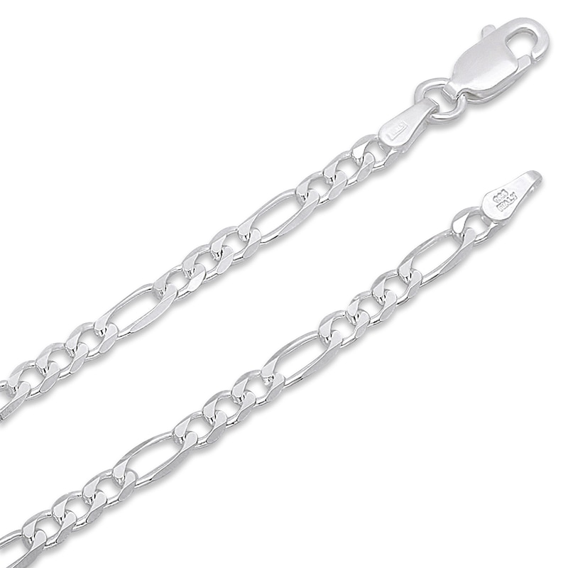 Main Image 1 of Figaro Chain Necklace Solid Sterling Silver 20&quot;