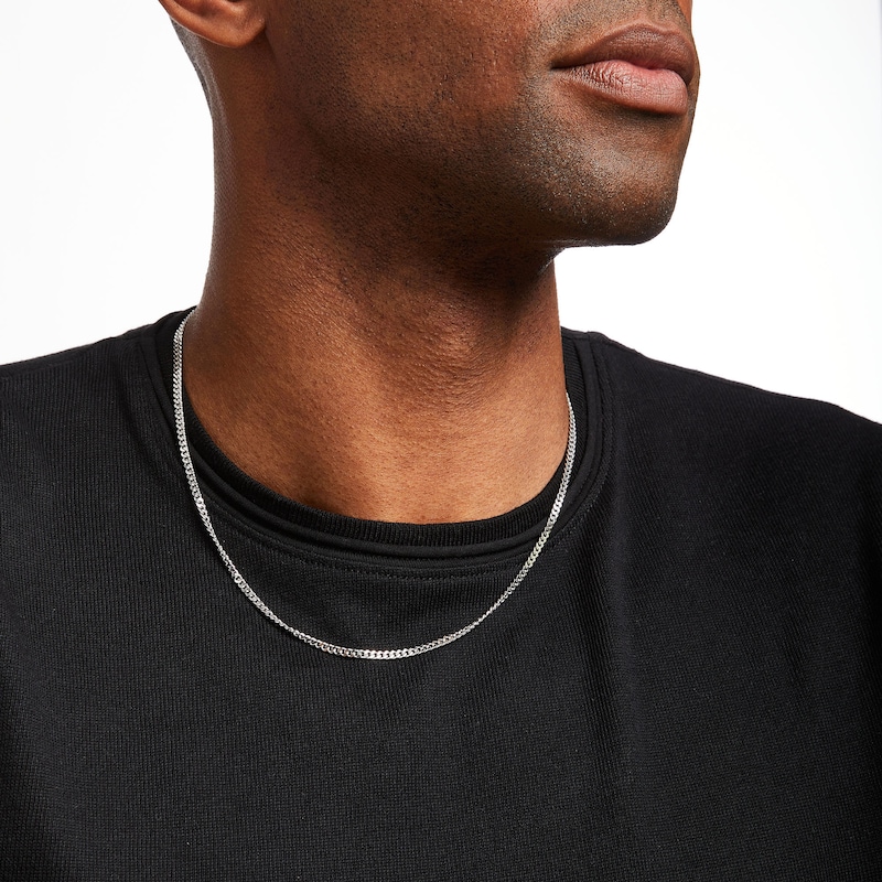 Main Image 3 of Curb Chain Necklace Solid Sterling Silver 20&quot;