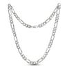 Solid Figaro Chain Necklace Sterling Silver 24"