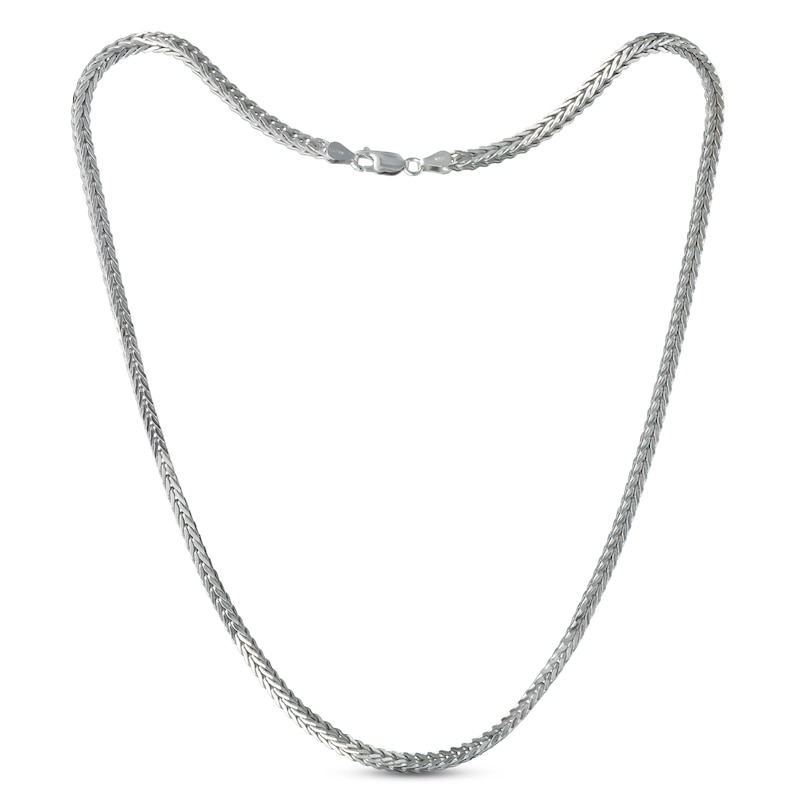 Solid Square Foxtail Chain Necklace Sterling Silver 22" with 360