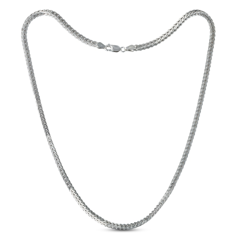 Main Image 1 of Square Foxtail Chain Necklace Solid Sterling Silver 22&quot;