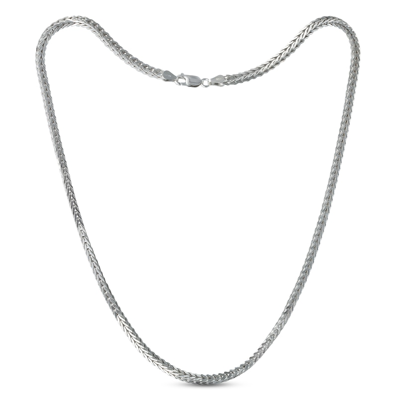 Solid Square Foxtail Chain Necklace Sterling Silver 22