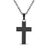 Thumbnail Image 0 of Men's Black Sapphire Cross Necklace Ion-Plated Stainless Steel 22"