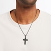 Thumbnail Image 2 of Men's Black Sapphire Cross Necklace Ion-Plated Stainless Steel 22"