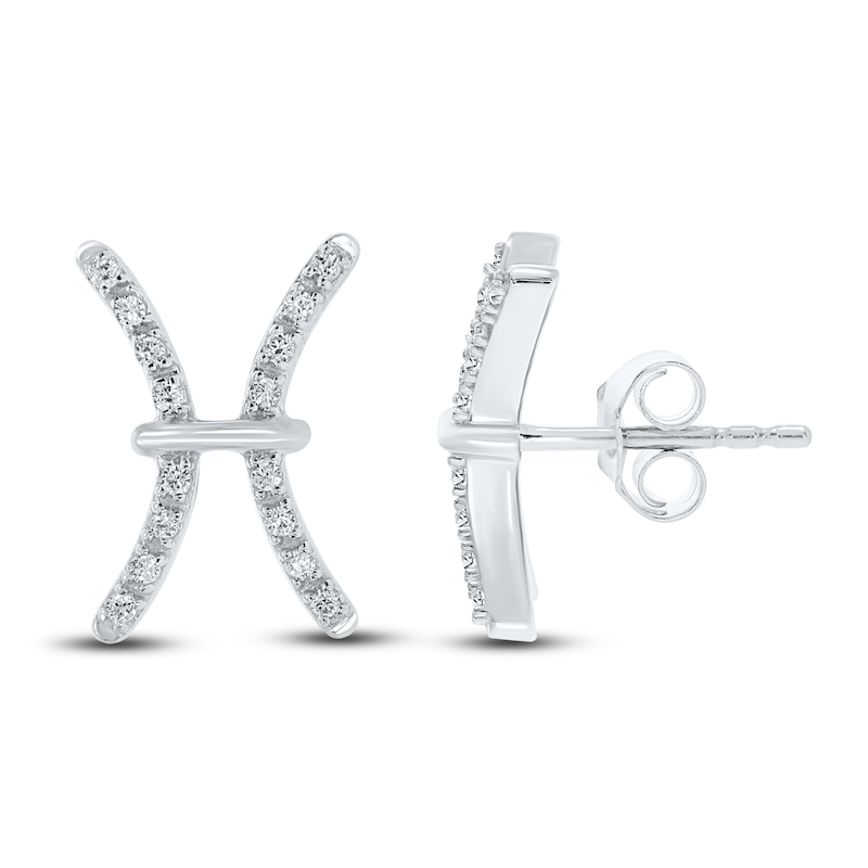 Main Image 1 of Diamond Pisces Earrings 1/10 ct tw Round-cut Sterling Silver
