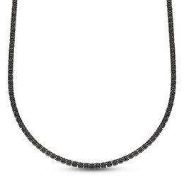 Men's Black Diamond Necklace 8 ct tw Round-cut Sterling Silver 20"