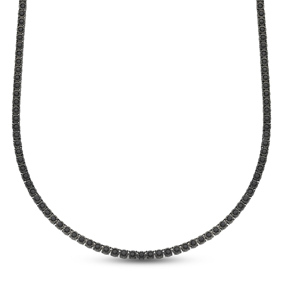 Men's Black Diamond Necklace 8 ct tw Round-cut Sterling Silver 20"