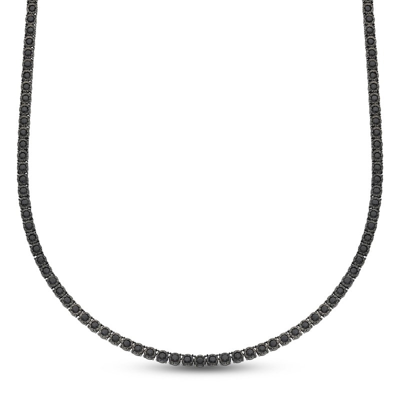 Main Image 1 of Men's Black Diamond Necklace 8 ct tw Round-cut Sterling Silver 20"