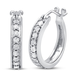 Diamond Accent Hoop Earrings Sterling Silver