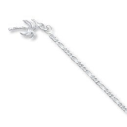 Palm Tree Anklet Solid Sterling Silver 10"