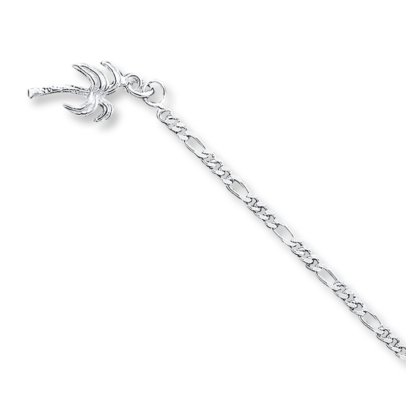 Main Image 1 of Palm Tree Anklet Solid Sterling Silver 10&quot;