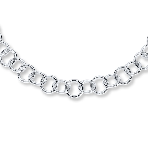 Open Link Anklet Solid Sterling Silver 10"