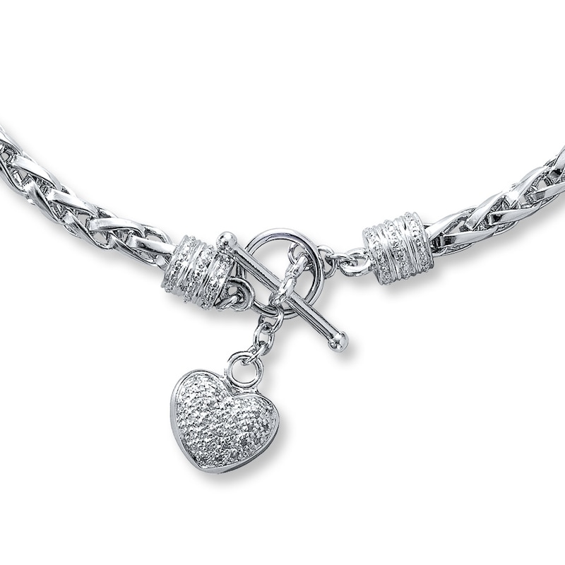 Main Image 1 of Diamond Heart Necklace 1/8 ct tw Round-cut Sterling Silver