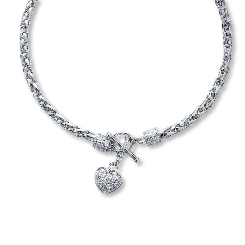 Main Image 2 of Diamond Heart Necklace 1/8 ct tw Round-cut Sterling Silver