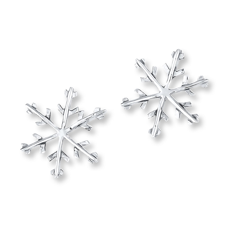 Main Image 1 of Snowflake Earrings Sterling Silver