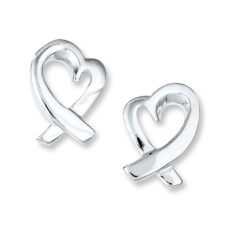 Main Image 1 of Heart Earrings Sterling Silver