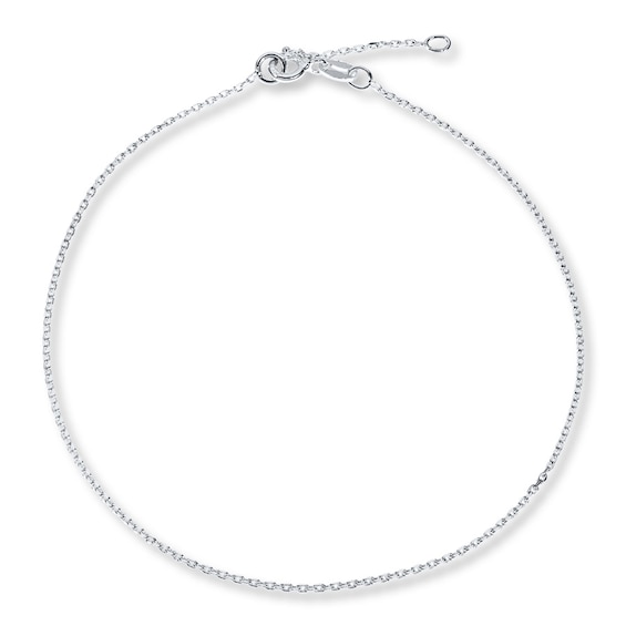 Cable Link Chain Anklet Solid Sterling Silver 10"