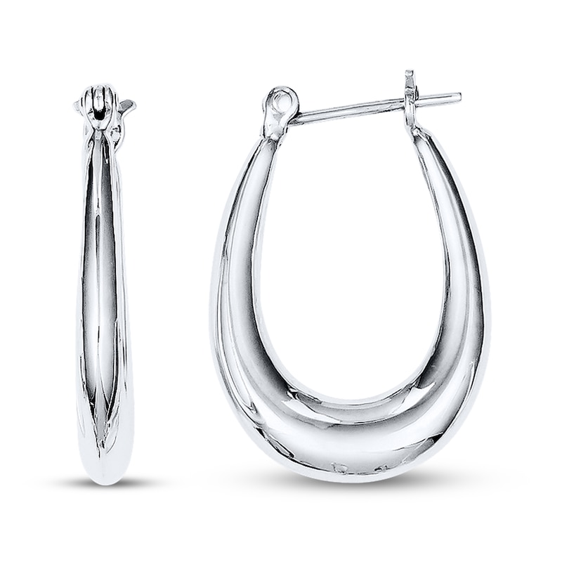 Main Image 1 of Oval Hoop Earrings Sterling Silver