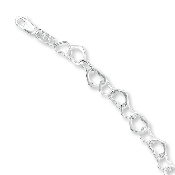 Heart Bracelet Sterling Silver 7.5"
