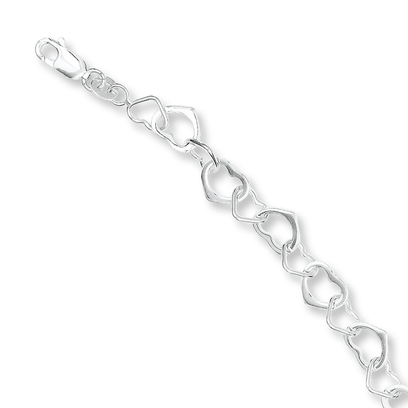 Main Image 1 of Heart Bracelet Sterling Silver 7.5&quot;