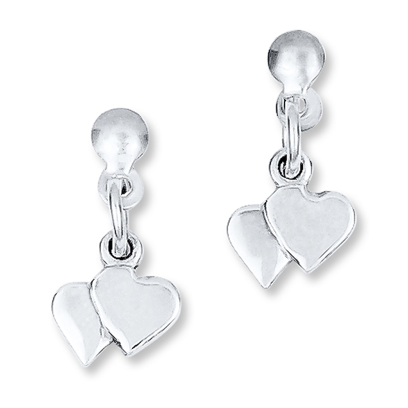 Main Image 1 of Heart Dangle Earrings Sterling Silver