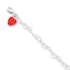 Thumbnail Image 1 of Red Crystal Heart Anklet Solid Sterling Silver 10&quot;