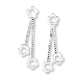 Floral Dangle Earrings Sterling Silver