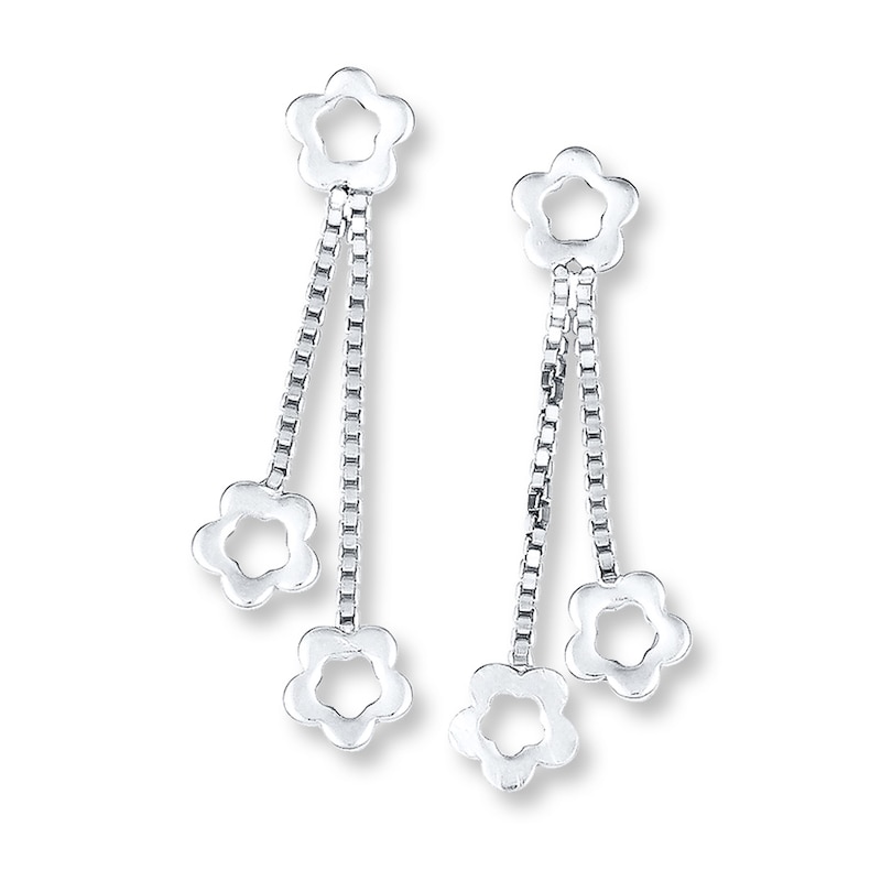 Main Image 1 of Floral Dangle Earrings Sterling Silver
