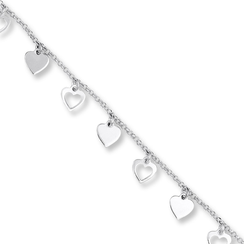 Main Image 1 of Heart Bracelet Sterling Silver 7.5&quot;