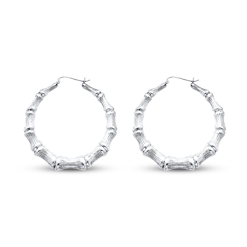 Bamboo Hoop Earrings Sterling Silver