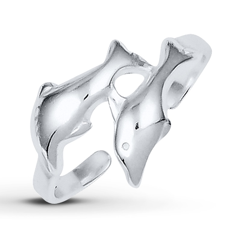 Main Image 1 of Double Dolphin Toe Ring Sterling Silver