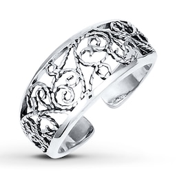Floral Toe Ring Sterling Silver