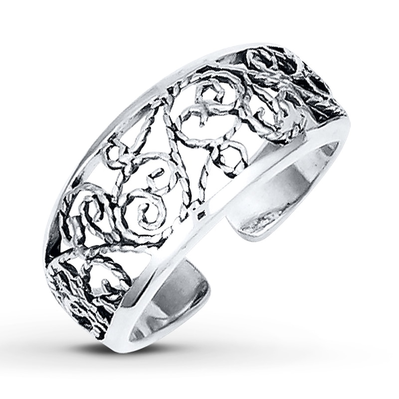 Main Image 1 of Floral Toe Ring Sterling Silver