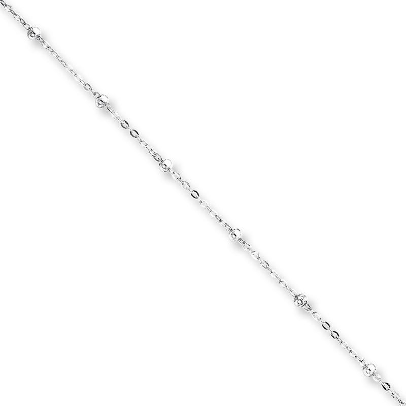 Main Image 1 of Beaded Anklet Solid Sterling Silver 9&quot;