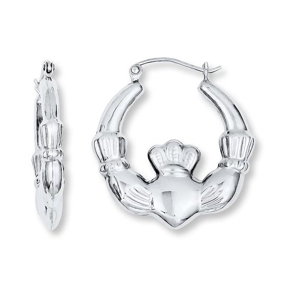 Claddagh Hoop Earrings Sterling Silver