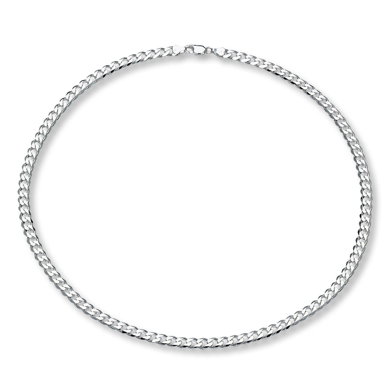 Curb Link Necklace Sterling Silver  24" Length
