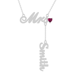 Birthstone Nameplate Mrs. Necklace (1 Stone and Name)