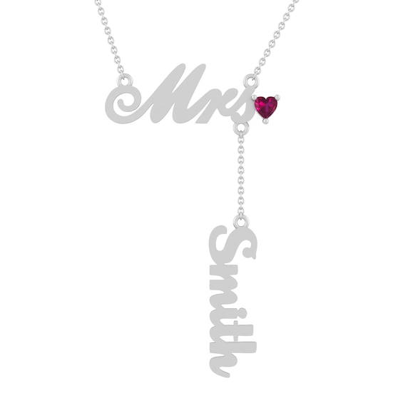 Birthstone Nameplate Mrs. Necklace (1 Stone and Name)