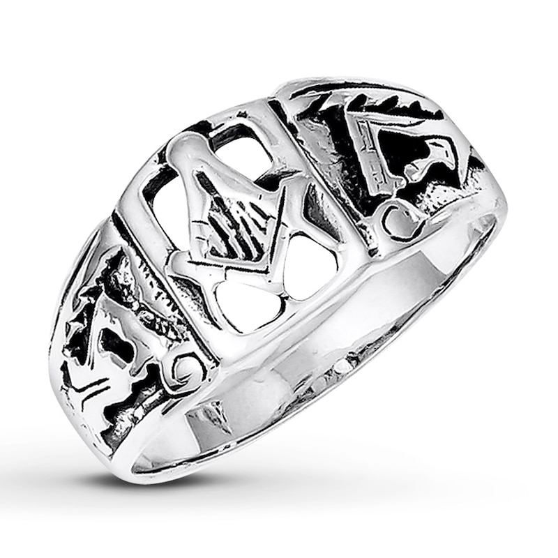 Main Image 1 of Men's Masonic Ring Sterling Silver