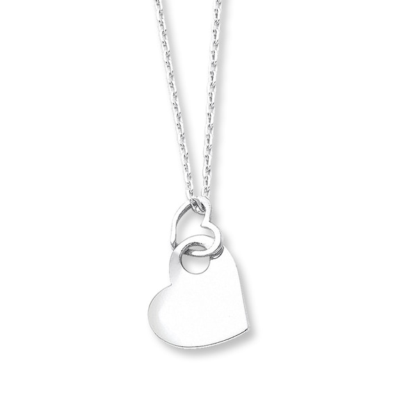 Double Heart Necklace Sterling Silver 16"