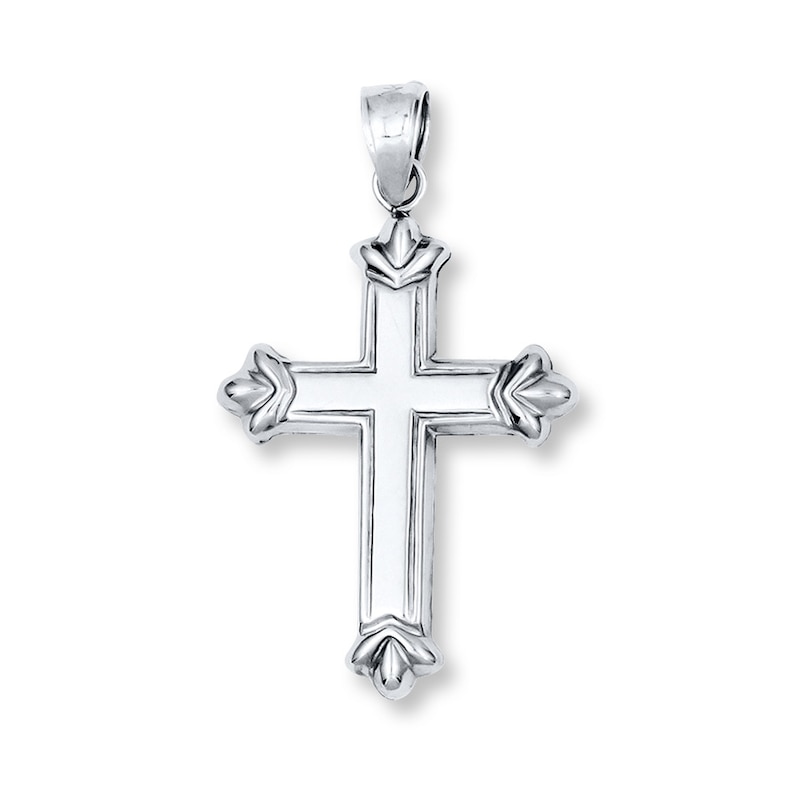 Main Image 1 of Fleur-de-Lis Cross Charm Sterling Silver