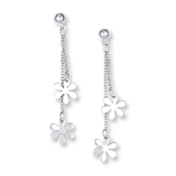 The Kiss Shining CZ Flower Dangle 925 Sterling Silver Earrings The Kiss Shining CZ Flower Dangle 925 Sterling Silver Earrings