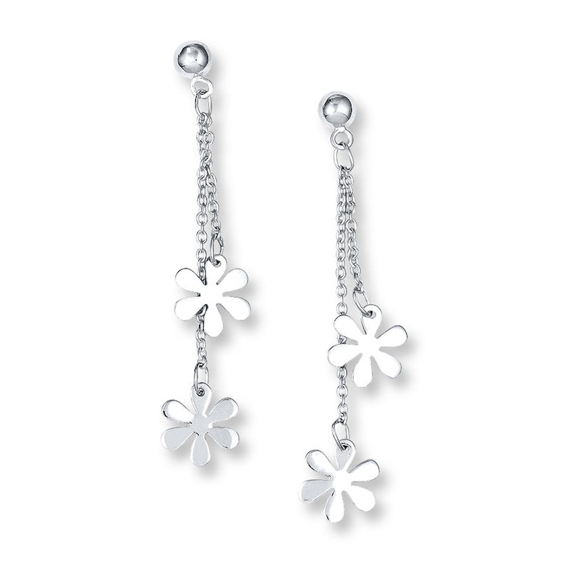 Main Image 1 of Flower Dangle Earrings Sterling Silver